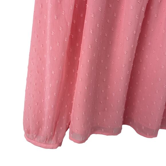 J. Crew Factory Light Pink Long Sleeve Clip Dot Smocked Top Womens Small - Picture 2 of 5